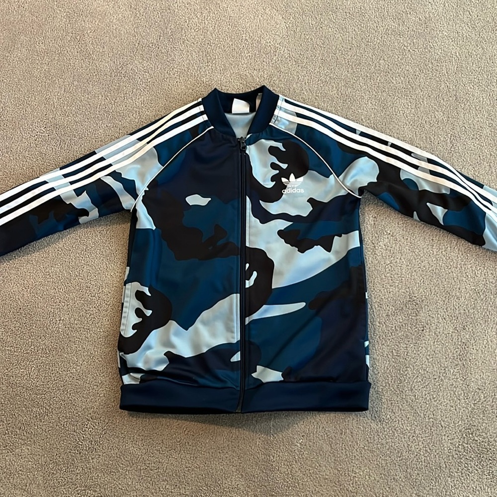 Boys, Adidas track jacket, blue camo